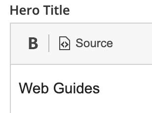 Hero Title field with typed text that reads "Web Guides."